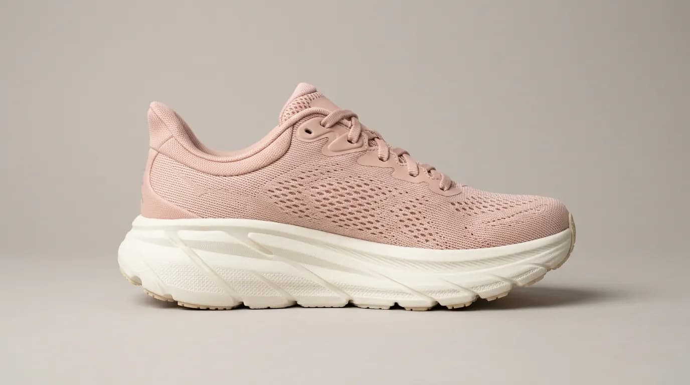 Blush pink Stridesole Haven shoe with a chunky cream sole